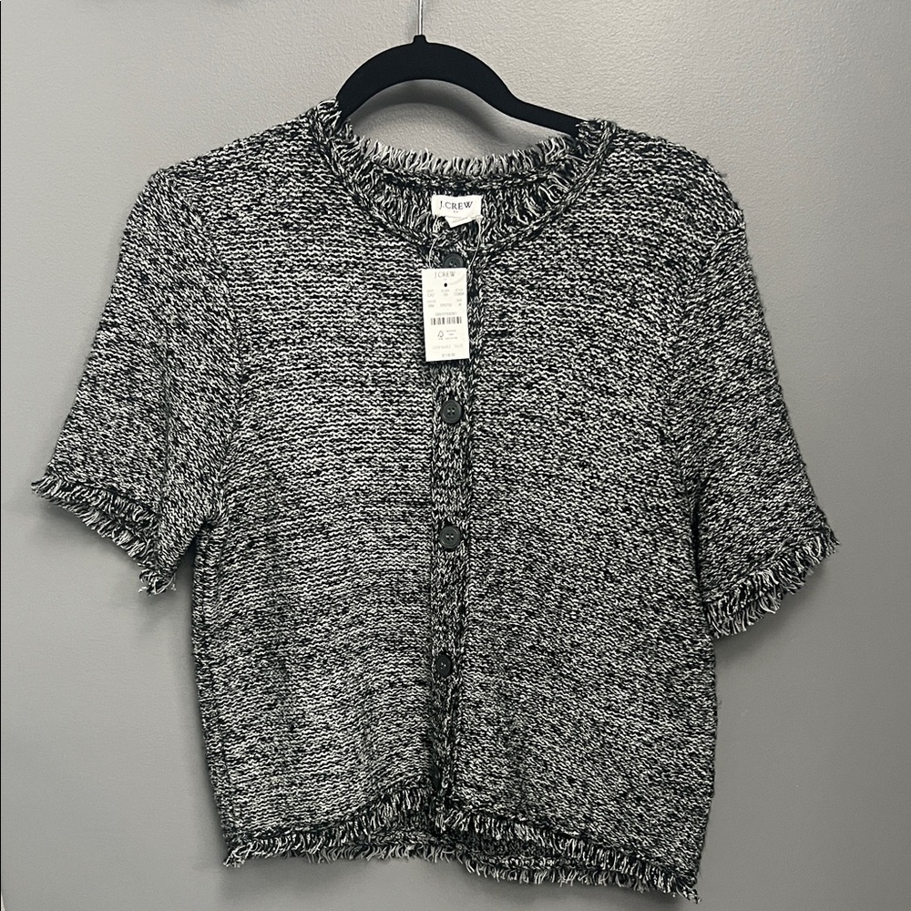 J. Crew Black and White Textured Blouse